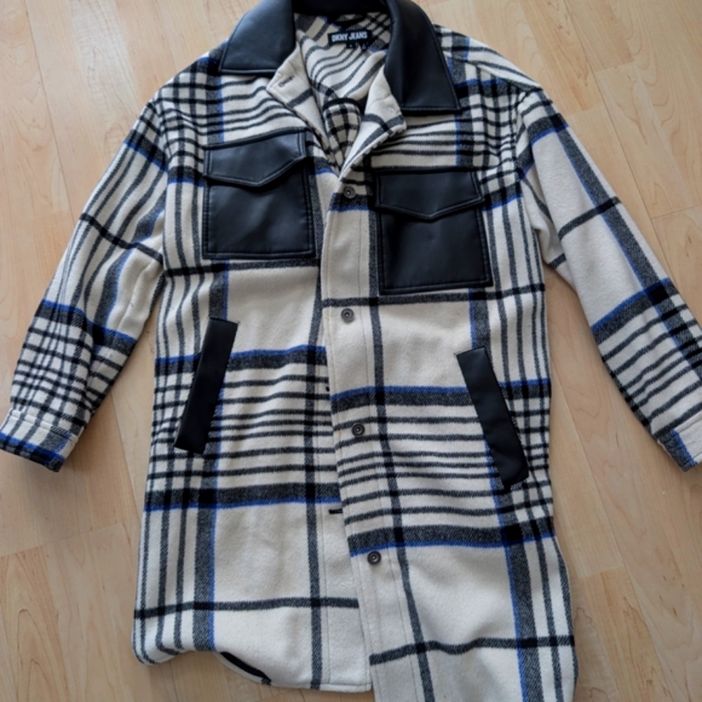 Black and White Plaid Coat